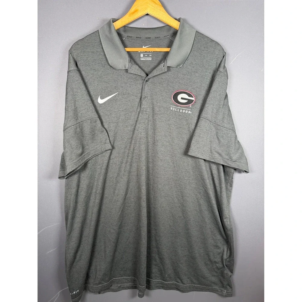 Nike Georgia Bulldogs Dri-FIT Polo Shirt Mens XXL Gray Short Sleeve Logo